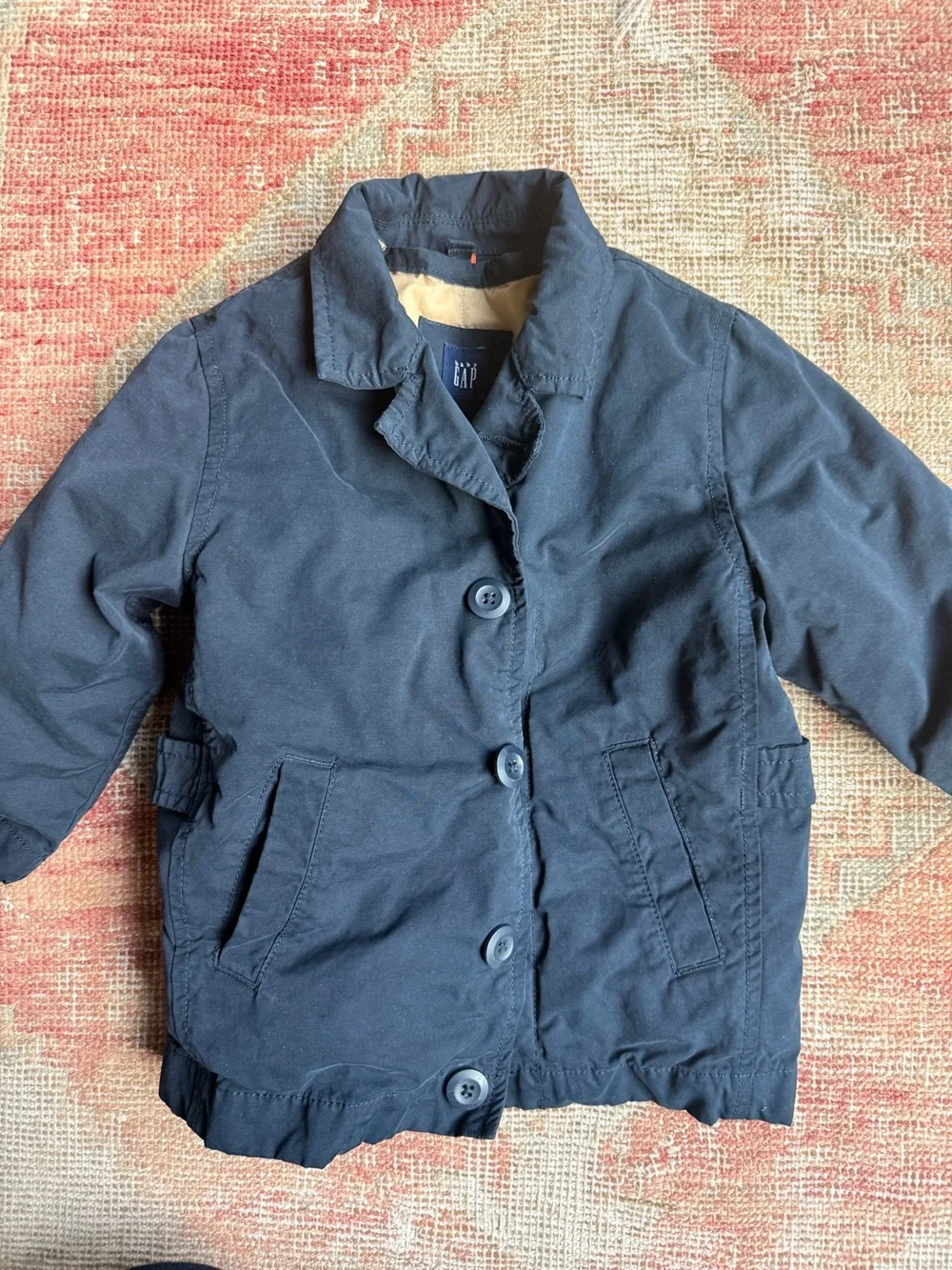 GAP Navy Pea Coat with Tan Quilted Lining